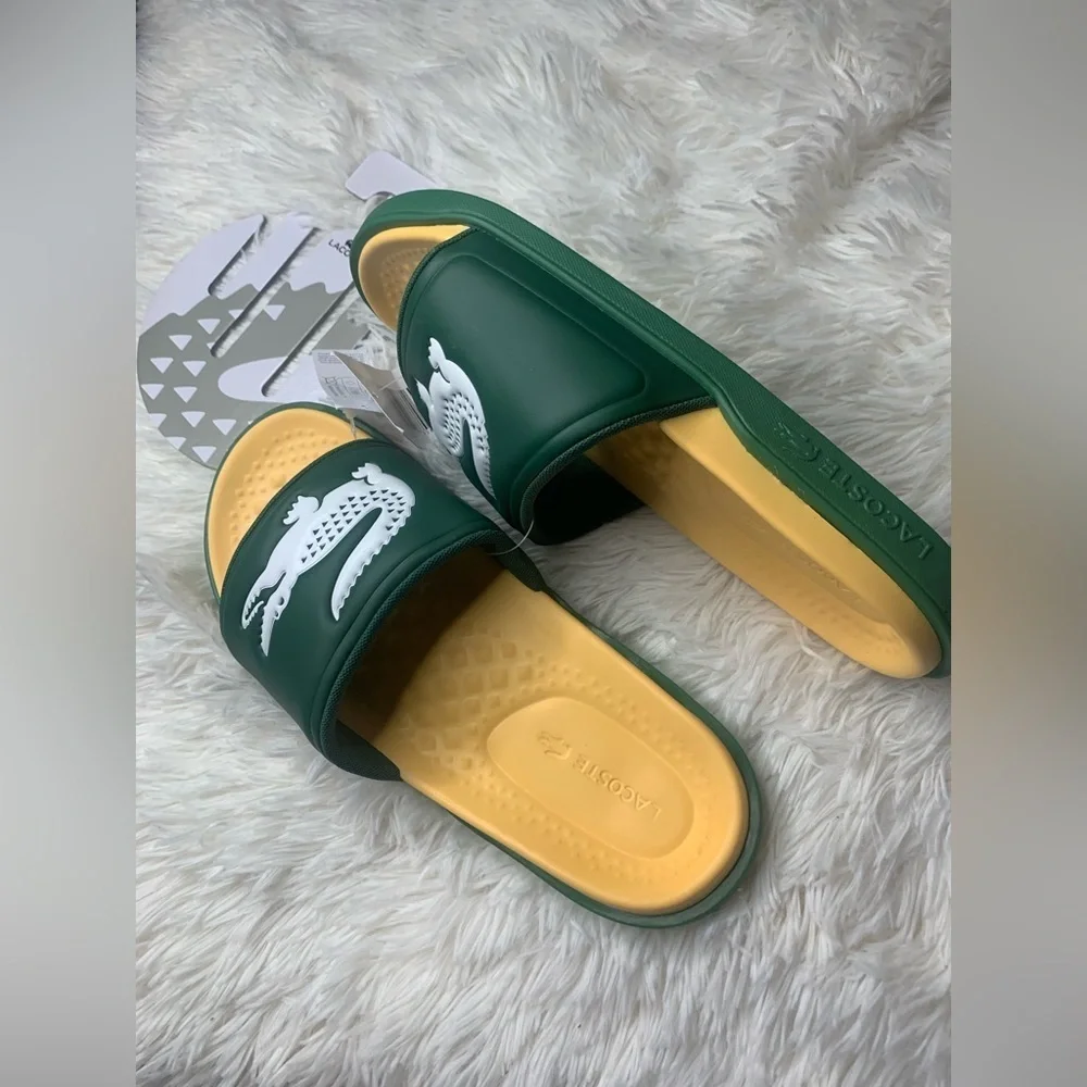 🏝️NWT LACOSTE Men's Croco Dualiste Slides